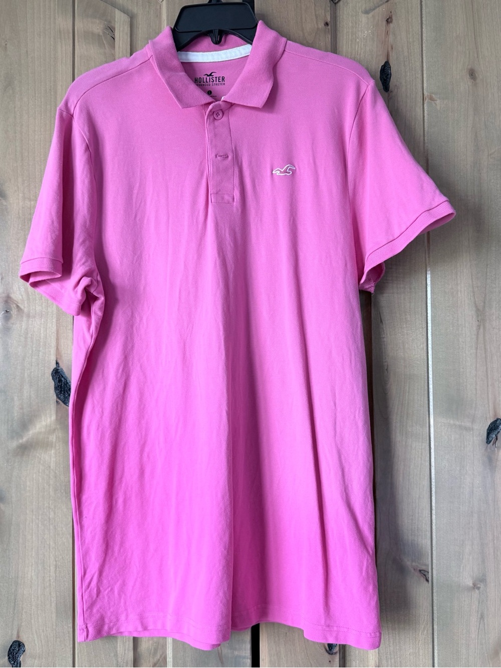 Hollister Men's Bright Pink Polo with Embroidered Logo